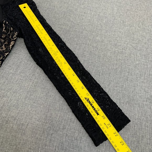 ENFOCUS Studio Evening‎ Cocktail Dress Black Long Lace Sleeve Size 6 - Picture 8 of 11